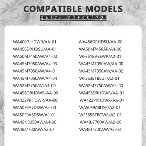 List of compatible models for Washer And Dryer Control Knob Replacement For Samsung Washers And Dryers, DC97-16931B Compatible