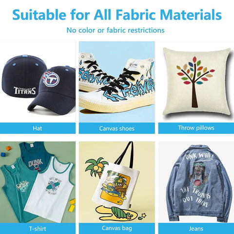 DTF Transfer Film 13x19 Inch A3 Plus Double Sided Matte Clear PET Paper on hat, shoes, pillow, shirts, bag, jeans