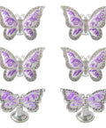 Butterfly Cabinet Knobs Set For Cabinets And Drawers With Single Hole Pulls Enamel Crystal Edge Zinc Alloy Hardware In Purple 6 Pack Dope Decorative Door Wardrobe Cupboard Furniture Handles For Bedroom And Living Room, 2.2 in