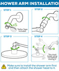 Installation steps for Solid Brass Shower Arm Extension 16 Inch With Flexible Height And Easy Adjust Angle Control.