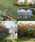 17 Inch Tall Garden Fence Set 28 Foot Long Arched Rustproof Metal No Dig Border Fencing with Stakes around gardens and patios.