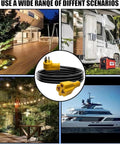 Heavy Duty 6 Foot 12AWG Power Cord Adapter Cable Converts 15A To 20A 125V Socket for outdoor use in various scenarios.