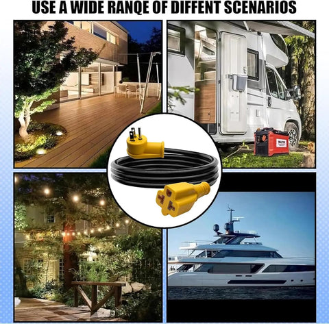Heavy Duty 6 Foot 12AWG Power Cord Adapter Cable Converts 15A To 20A 125V Socket for outdoor use in various scenarios.