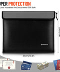 Ultra Fireproof Document Bag With Zipper And Reflective Strip, 13.4 By 10 Inches, fireproof safe pouch for documents and cash