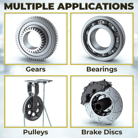 Image showing multiple applications of Three Jaw Gear Puller Kit 6 Inch Wheel Bearing Removal Tool for gears, bearings, pulleys, brake discs.