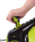 Close-up of hand gripping handle on Cordless Automatic Drain Auger With Ionmax Power Core Tool No Battery Or Charger Lightweight 7.6 Lbs