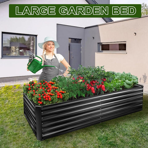 Heavy Duty Metal Raised Bed Garden Kit 8x4x2 Ft Galvanized Planter Boxes For Outdoor Use with woman gardening