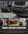 Straight Up Tough Car Front Bumper Tow Hook And Racing Style Screw On Trailer Pull Ring Heavy Duty Alloy Foldable D Ring For Universal European Thread Rigs Black mounted on vehicle for recovery use.