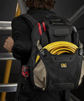Rugged Carpenter Tool Backpack With 44 Pockets And Padded Back Support For Comfort Dual Main Compartments For Tools And Drill External Pocket For Hard Hat Heavy Duty Gear For Pros And DIY Projects