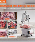 Beast 1500W Stainless Steel Meat Bandsaw For Home Butchering Countertop Bone Saw With 6 Blades cutting ribs on table