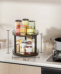 10.2 Inch Wood Lazy Susan Turntable Organizer For Cabinet And Countertop 2 Tier Spice Rack with spices on kitchen counter