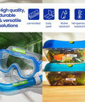 Two Pack Half Inch By Twenty Six Feet Laminated Label Tape Black On White on lunch containers with labels.