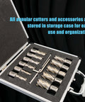 Techhyren 6-piece annular cutter set in a foam-lined case; M2 HSS cutters, 7/16in–1-1/16in diameters.