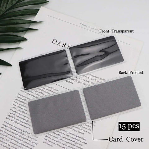 Pro Grade Thick Black Anodized Aluminum Business Cards 86x54mm 0.8mm Thick Set Of 15 With Frosted Protector Sleeves on paper layout