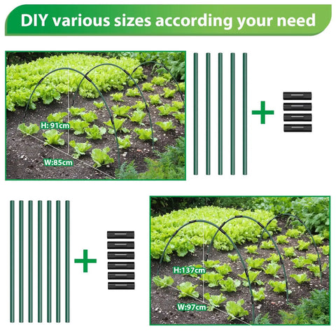 60 Pieces Garden Hoops for Raised Beds and Greenhouses Rust Free Fiberglass Support Hoops for Netting and Shade Cloth DIY Plant Support Easy Install Grow Tunnel Frames Garden Stakes