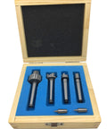 Mt1 Wood Lathe Live Center Drive Spur Cup Set Offers Badass Durability For Smooth Spindle Turning Operations Includes Two Spare Replacement Tips And A Tight Wooden Storage Box showcasing four metal tips inside a wooden box.