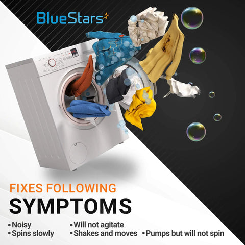 Bursting washing machine with clothes; Washer Clutch Assembly Kit And Motor Coupling For Whirlpool Kenmore Washers DIY Ready To Install Replacement Parts Replaces 285331 3351342 3946794 3951311 AP3094537 Lifetime Protection Durable