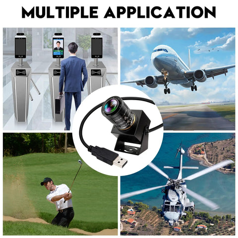 Five Megapixel Global Shutter USB Camera with Fifty FPS 2592x1944 Resolution 3.6 to 10mm Manual Zoom Lens for versatile applications