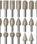 20 Pcs 120 Grit Diamond Grinding Bits For Stone And Glass Engraving And Polishing, One Eighth Inch Shank Fits Rotary Tools