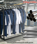 Heavy Duty Double Row Rolling Garment Rack With Twenty Bars For Life Vests And Wetsuits Ventilated Drying Shelf displaying wet suits.