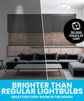 Split view of living room with Hex Bulb 144 LED E26 Garage Light Six Panel Deformable Shop Ceiling Light for brighter illumination.