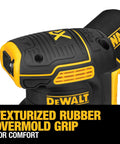 Close-up of 20V Max Brushless Orbital Sander Tool Only With Variable Speed Control 8000 To 12000 OPM showing rubber grip