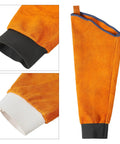 Heavy Duty Genuine Leather Welding Sleeves Tough As Nails That Lock In Comfort While Delivering Flame Resistant Arm Guard Coverage During Killer Grilling Tasks close-up of arm sleeves showing snug fit and stitching detail