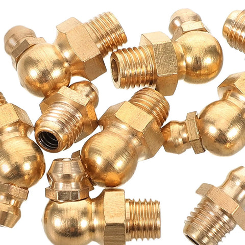 Premium Grease Fitting Assortment Kit With 9 Pieces For Cars And Heavy Machinery Copper Built Universal Compatibility Easy Install Threaded Caps For Hydraulic Maintenance And Lube Points, copper grease fittings