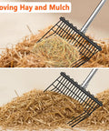 Heavy Duty Garden Pitch Fork With 18 Tines And 53 Inch Non Slip Adjustable Steel Handle moving hay and mulch