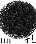 Top Shelf Heavy Duty 3000 Piece Bulk Pack Size Six By Three Quarters Inch Drywall Screws scattered, featuring black phosphate finish.