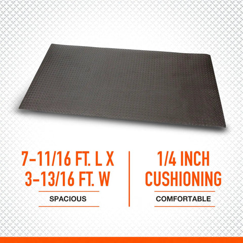 Heavy Duty Eva Foam Anti Fatigue Mat Featuring Rugged Diamond Plate Texture And Quarter Inch Plush Comfort To Kill Sore Legs And Dominate Slippery Garage Gym Or Workshop Flooring