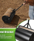 24 Inch Compost Spreader And 23 Gallon Lawn Roller 2 In 1 Combo Kit with Shared Mounting Frame in use on lawn