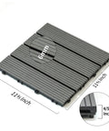 Interlocking 12x12 Wood Plastic Composite Patio Deck Tiles For Indoor And Outdoor Use Water Resistant Flooring Westminster Grey, tiles measurement