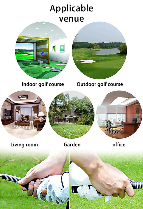 2 Pack Right Hand Golf Swing Training Grips For Beginners, use in indoor and outdoor venues, close-up of hand grip.