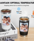 Hit The Spot With Top Shelf Custom 20 Oz Stainless Steel Tumblers displaying hot and cold drinks with vibrant prints.