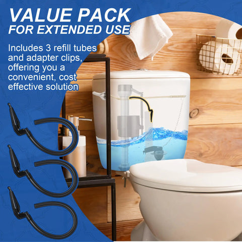 Image showing 3 Pack Toilet Refill Tube And Clip Replacement Kit For Inside Tank with toilet setup.