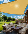Rugged Heavy Duty Sun Shade Sail For Outdoor Patio And Backyard, UV Protection Canopy installed on patio, 6x6x6 Feet, Sand color