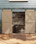 Heavy Duty 16 Foot Barn Door Hardware Kit Sliding Track System For Two Doors Wall Mount Black No Doors Included Built To Last