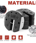 Heavy Duty Canopy Weights Set With Lock Design Pre Filled Cement 4 Pack Totaling 26.4 Lbs showing recycled material and sand fill.