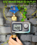 Brass Inlet With Brass Swivel Sprinkler Timer With Rain Delay And Manual Watering Digital Hose Irrigation System Kit Installed