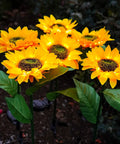 Sunflower Garden Lights Six LED Outdoor Flowers With Solar Panels IP66 Waterproof Auto Charge Realistic Silk Flowers glowing