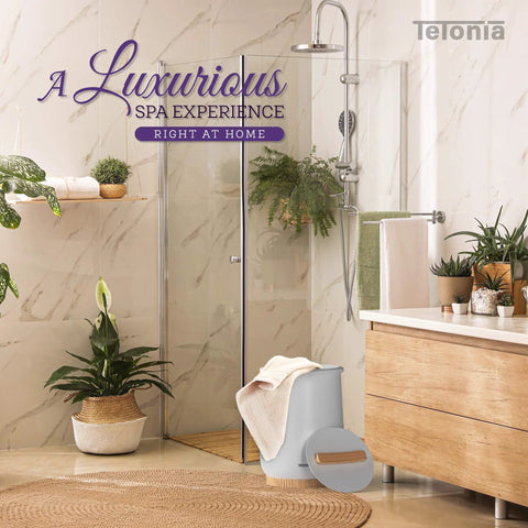 Ultra Large Portable Towel Warmer Bucket Hot Towel Warmer for Bathroom with two 40x70 towels in a modern bathroom setting