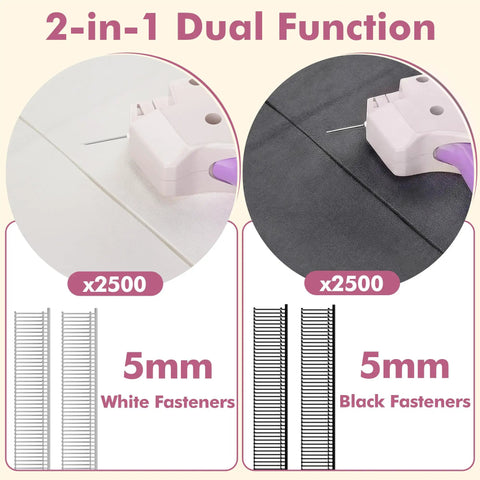 Portable Handheld Clothing Mending Tool For Quick At Home Seam Repairs with 2500 white and 2500 black fasteners