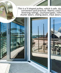 Image of V-shaped pulley, used with Four Piece Heavy Steel V Groove Caster Wheels For Sliding Gates And Store Doors With Precision Machined Pulley Block Offering Dead Smooth Operation And Rock Hard Durability.