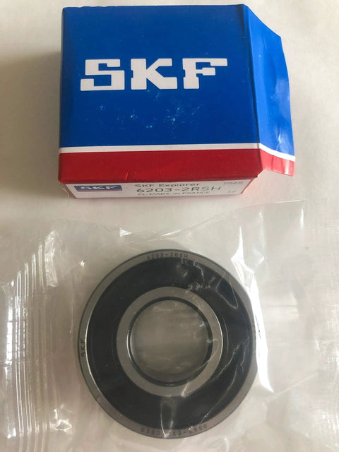 6203 2RSH Radial Deep Groove Ball Bearing With Dual Seals On Both Sides in packaging, 17 mm bore, 40 mm OD, 12 mm width