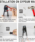 Installation guide for Beefy Steel Garage Storage Hooks Pack Of 16 With Anti Slip Coating And Reinforced Plates on gypsum wall