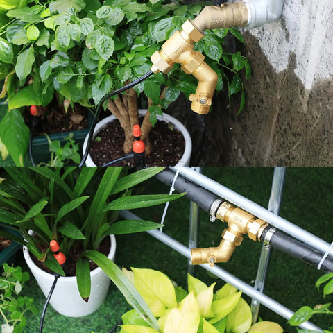 No Sweat Brass Garden Hose Filter With Rock Solid Dual Mesh Stainless Steel Screen and Quick Shut Off Valve for RV camping use.