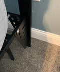 Close-up view of Heavy Duty Headboard Brackets For Metal Bed Frame With Adjustable Multi Slot Design mounted on platform bed.