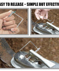 Ten Pack 2.75 Inch By 0.25 Inch Trailer Pins used to secure hitch coupler, shown in hand and installed on metal hardware.