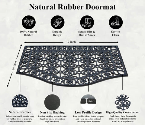 Heavy Duty Rubber Doormat That Stays Put With 12 Pound Weight 24 By 39 Inch Outside Front Door Mat For Mud Dirt Scraper